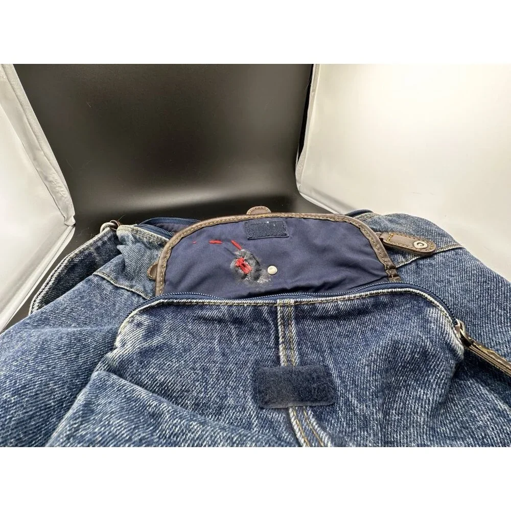 Vtg Mickey‎ Mouse Disney 1990s Dark Denim Jean Purse Bag Patches Zippers READ